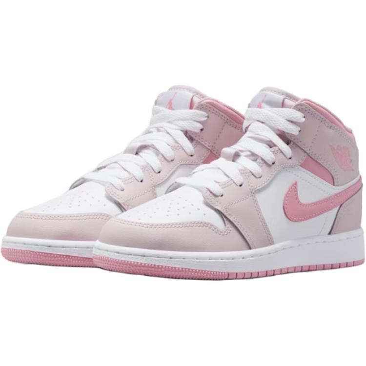 Jordan 1 Mid top Children's Basketball Shoes Pink Unisex DQ8423-600