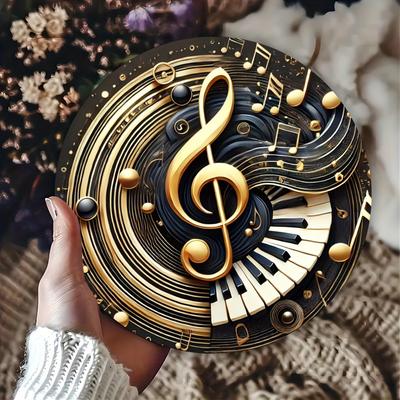 1 шт. Элегантный деревянный венок с музыкальными нотами и клавишами пианино, круглая настенная живопись размером 8x8 дюймов, эстетичный декор для дома и фермы, идеально подходит для крыльца и