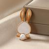 Cute Natural Pearl Zodiac Rabbit Brooch Simple Board Small Rabbit Pin Chest Flower Girl Sweet Cheongsam Accessory