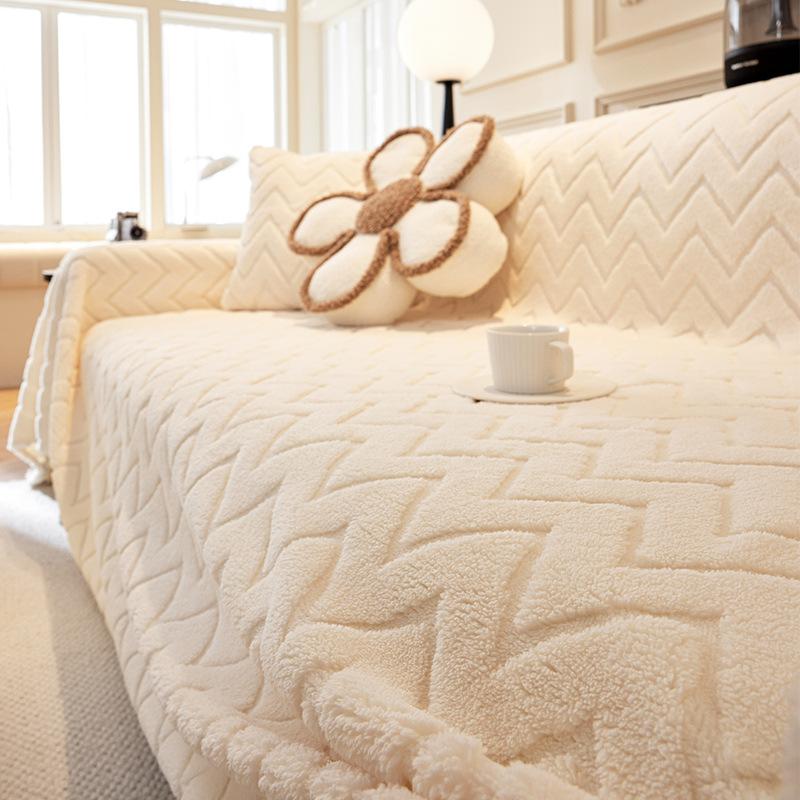 Cream Style Sofa Cover Towel High-Grade Comfortable Cotton Velvet Sofa Towel Plush Sofa Cover Cover Cloth