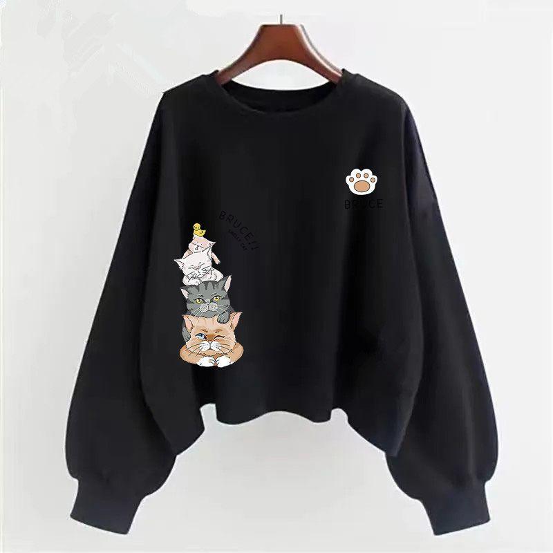 Фиолетовая хлопковая толстовка с капюшоном женская на весну и осень с длинными рукавами, корейская версия, с круглым вырезом, свободная, свободная, сентябрьский школьный сезон, ранняя осень, женская одежда