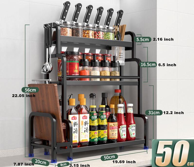 2/3-слойная кухонная полка для хранения, банка для приправ из нержавеющей стали, стеллаж для хранения специй, палочки для еды, полка для ножей, органайзер для бара, аксессуары