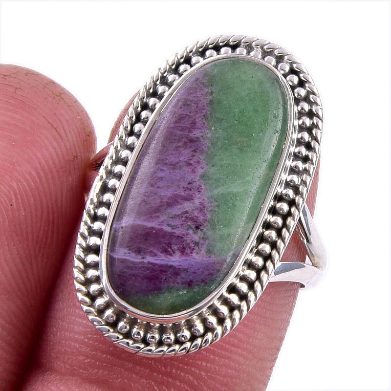 Ruby In Zoisite Handmade Lab-Created 925 Sterling Silver Jewelry Ring S.7 F9f15