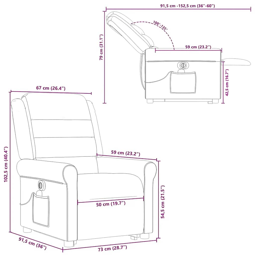 Electric Massage Recliner with Rising Assistance Dark Green Fabric