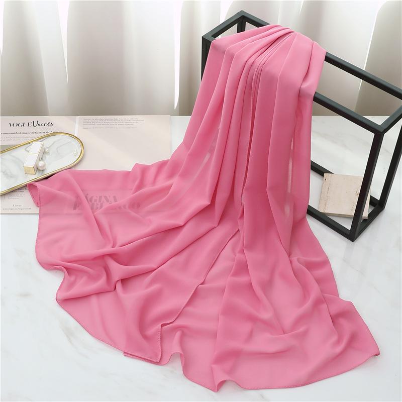 Summer Long Silk Scarf For Women Large Shawl Wrap Headband Solid Design Hijab Beach Stoles Female Foulard Echarpe Bandana