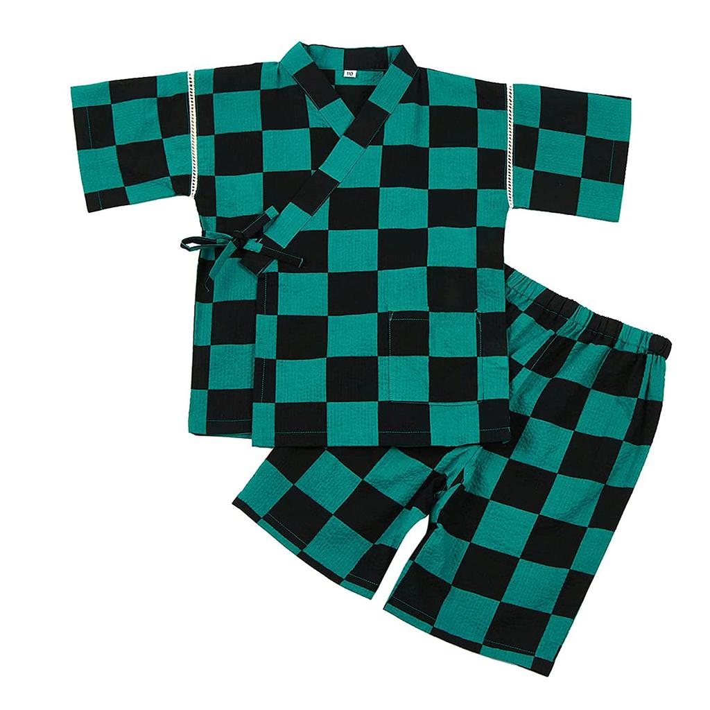 Короткий открытый верх и низ Demon Kimetsu no Yaiba с японским узором, подходящий для детской одежды, рукавов, домашней одежды Slayer,