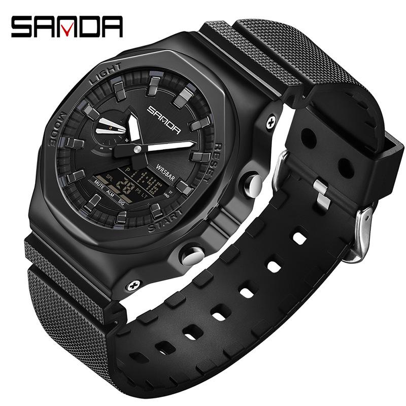 SANDA Watch Raising The Handlight Multifunctional Men's Steel Heart Waterproof Outdoor Sports Watch