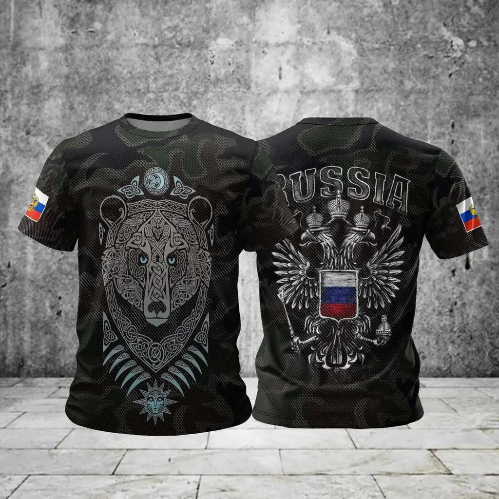 NNew 3D printed T-shirts with Russian flag pattern casual streetwear short sleeve tops for men and women Harajuku Y2K style tees