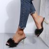 Classic Slides Slippers for Women Casual Strange High Heels Shoes for Women Solid Fur Leather Slip On Summer Slippers Plus Size