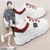 W3619 New Breathable Women's Shoes Autumn Color Matching Thick Sole Inner Height Increase Leather Surface Casual Shoes Fashion Women's Board Shoes