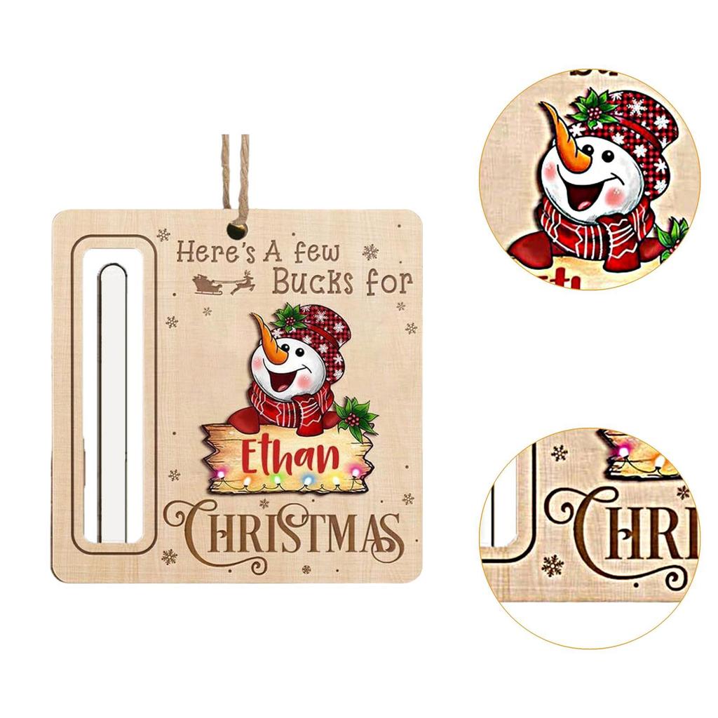 Рождественское украшение на елку, держатель для денег в подарок, деревянный материал, памятный подарочный аксессуар, праздничный подарок, универсальный со шнурком, 4x4 дюйма
