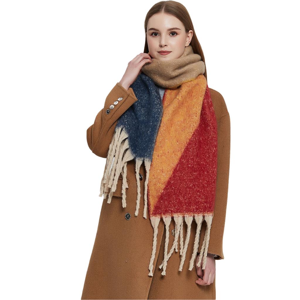European And American Autumn And Winter New Style Long Tassel Double-Sided Thick Loop Yarn Thick Tassel Scarf Shawl Cape