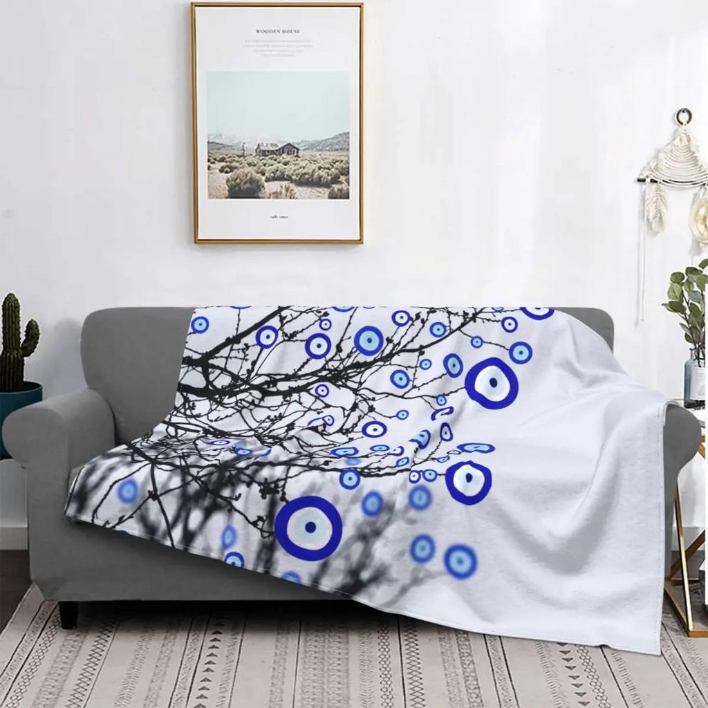 Bohemian blue eyes Printed Blanket for Sofa Bed Travel Camping Living Room Office Conditioning Blanket for All Seasons Gifts
