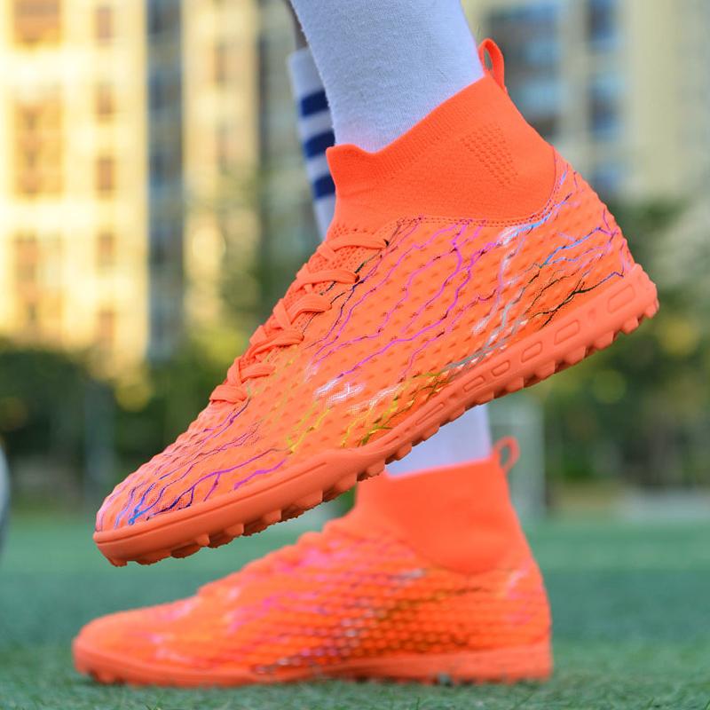 Модные мужские футбольные бутсы TF нескользящие бутсы для игры на траве кроссовки высококачественные удобные кроссовки высокие футбольные бутсы 35-46