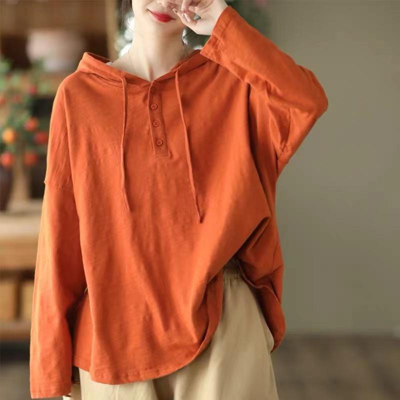 Женский винтажный свитер с капюшоном, весенний, однотонный, свободный, повседневный, с длинными рукавами