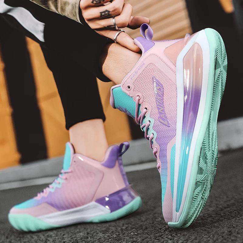 Мужские дышащие баскетбольные кроссовки Женские легкие спортивные кроссовки Нескользящие Оригинальные износостойкие тренировочные баскетбольные ботинки