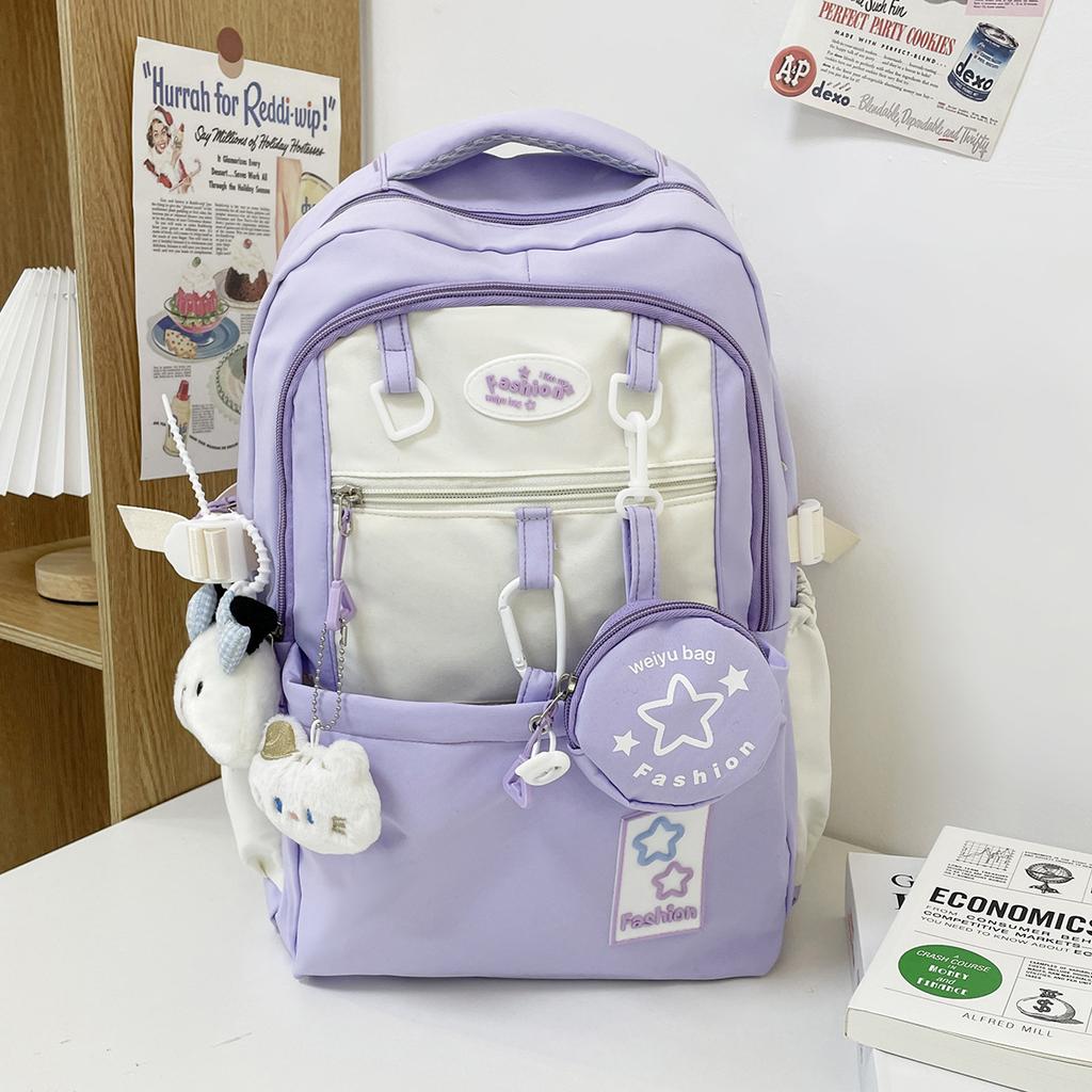 New Heat Transfer Korean Style Large Capacity Backpack for Middle High School College Students Trendy Versatile Travel Daypack