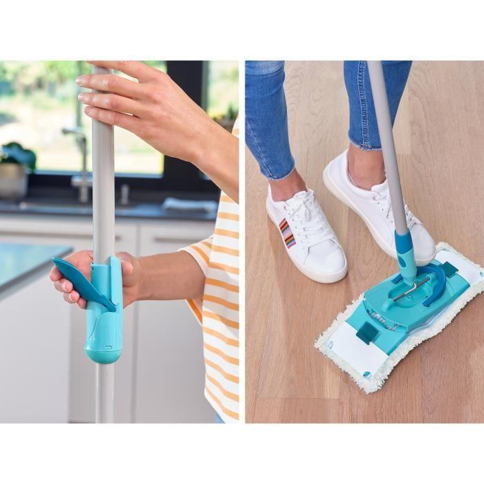 Set lave sol avec seau essoreur Leifheit Clean Twist M Ergo 52120, balais serpillère plat, manche télescopique de 110 à 140 cm