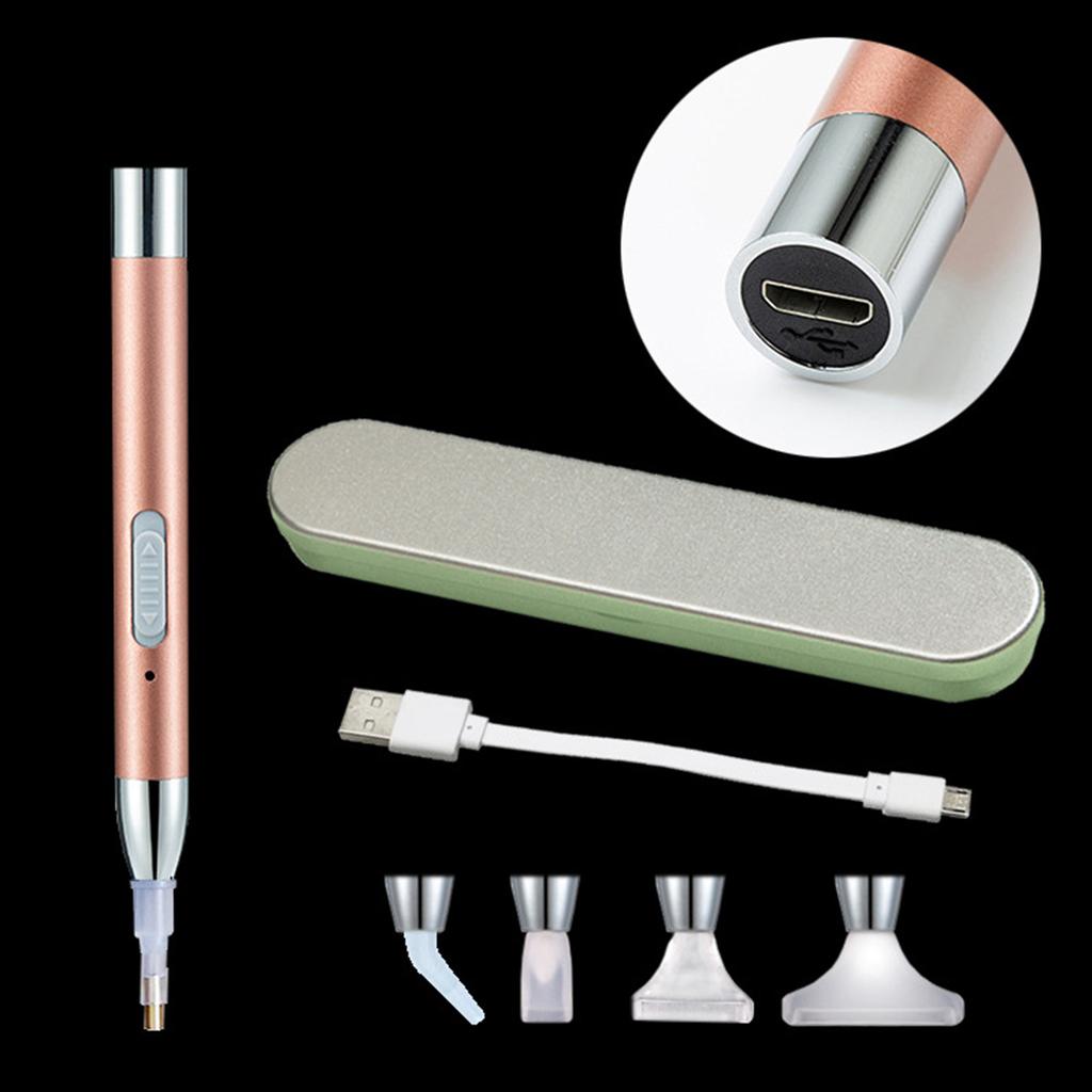 Новая USB перезаряжаемая осветительная дрель с 4 головками, 5D алмазная живопись, аксессуары для вышивки, инструменты «сделай сам»