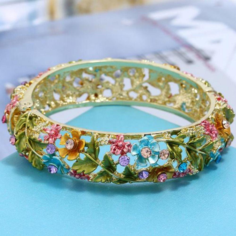 Эмаль ажурный цветок браслет двойной браслет женский браслет на руку ювелирные изделия