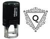 Printtoo Q Alphabet Swirl Border Triangle Monogram Initial Self Inking Rubber Stamp Office