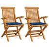Day and Night - Day and Night Garden Chairs 2 Pcs Teak Wood with Royal Blue Cushions