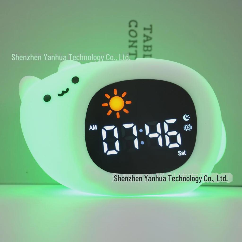 Детский силиконовый будильник Sunrise с ночником и ЖК-дисплеем