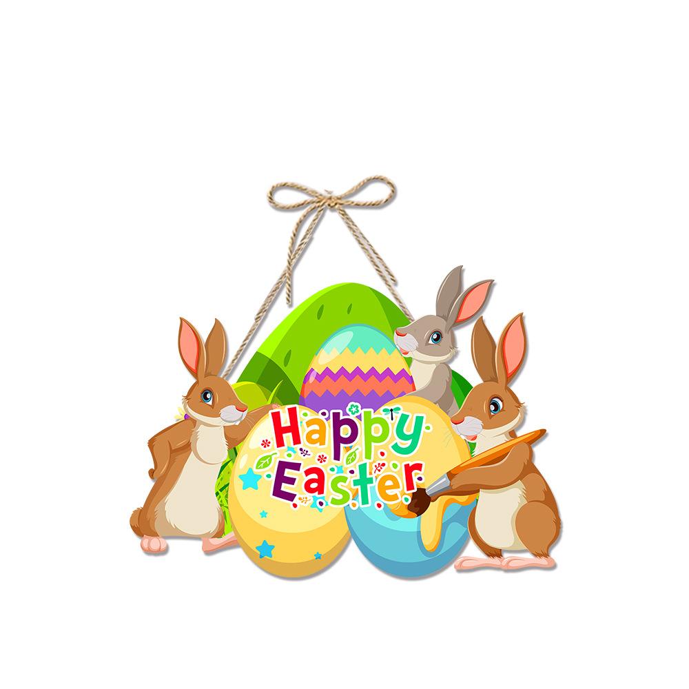 New Style, Easter, Cartoon Cute Bunny, Paper, Door Hanging, Party Scene Decoration, Decorative Pendant Supplies