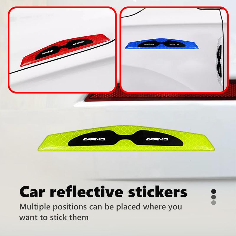 IYLCL1 4PCS Car Reflective Door Sticker Safety Warning Reflector Tape Decal Accessories For AMG Mercedes Benz Exclusive C200 C260 C300