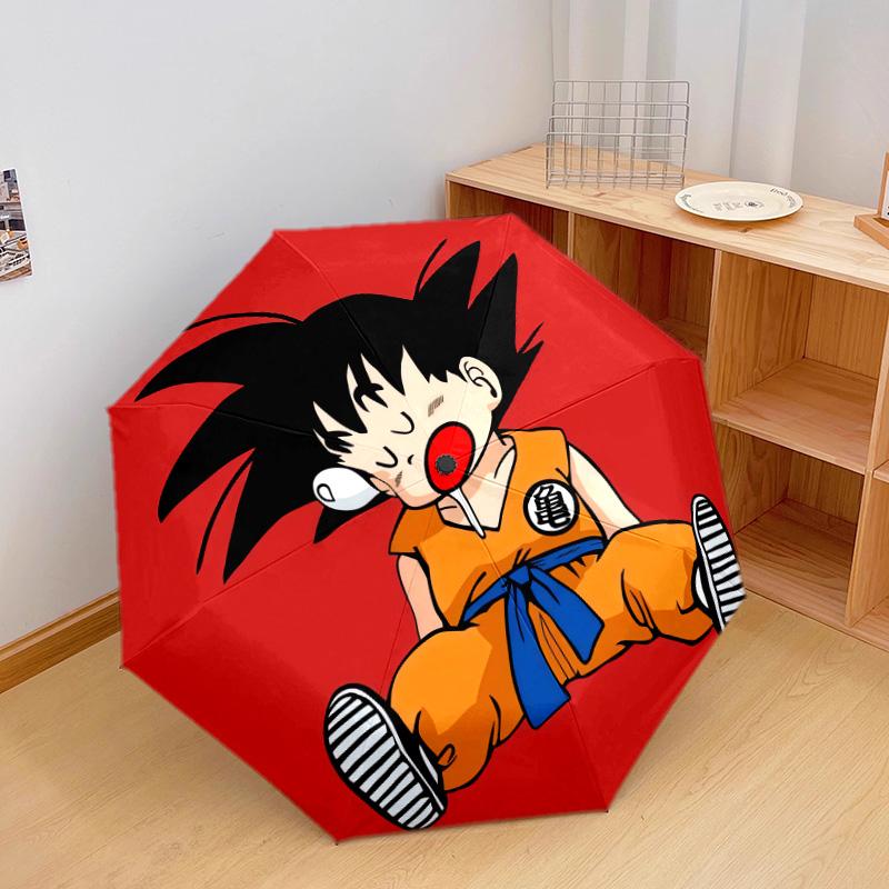 1 шт. Автоматический складной зонт - Милый мультяшный узор Son Goku, портативный складной дизайн, 8 спиц, рождественские и новогодние подарки