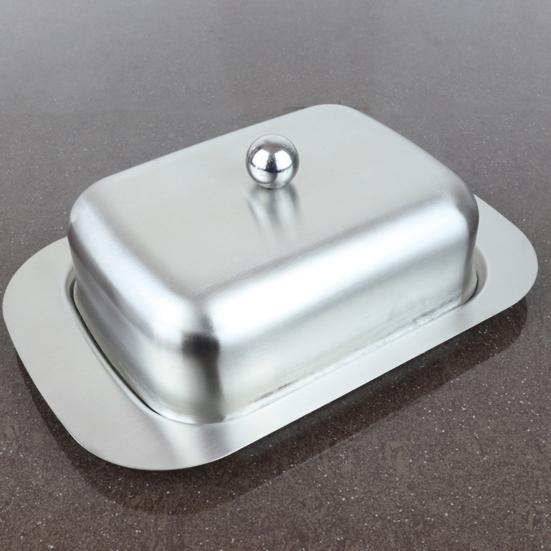 Блюдо для масла с крышкой из нержавеющей стали, не содержащее бисфенола А, безопасный ящик для хранения в посудомоечной машине для торта с маслом, хлеба, фруктов, домашнего ресторана, отеля, кухни