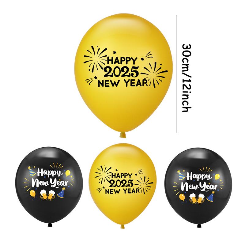 10pcs 2025 Latex Balloons 12Inch Happy New Year Baloon Christmas Gold Black Gray Ballons Xmas Home Decoration Party Supply