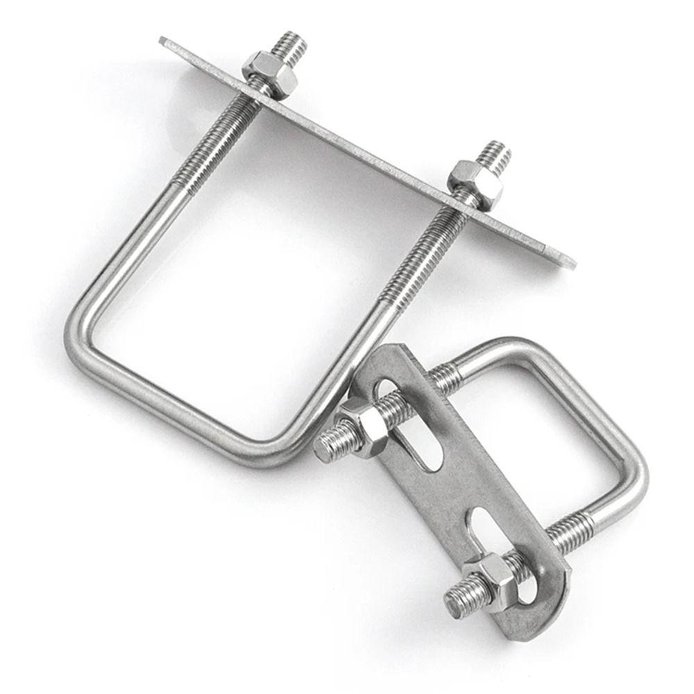 2Sets Iron Square Clamp Right Angle U-bolt Squa Bolt Durable Pipe U-clamp