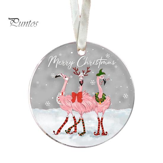 Рождественское украшение в виде животного, 2D, плоское акриловое украшение, мультяшная шапка Санты, подвесное украшение в виде животного для каминной полки рождественской елки