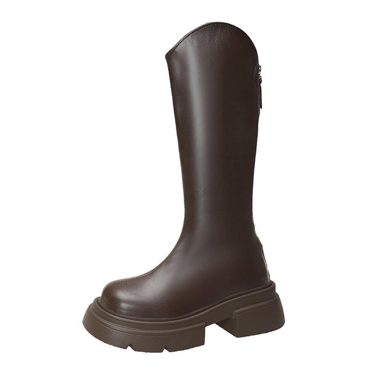 Сапоги на платформе для женщин 2024 осень/зима новые высокие бархатные сапоги на небольшом каблуке V-образной формы до колена