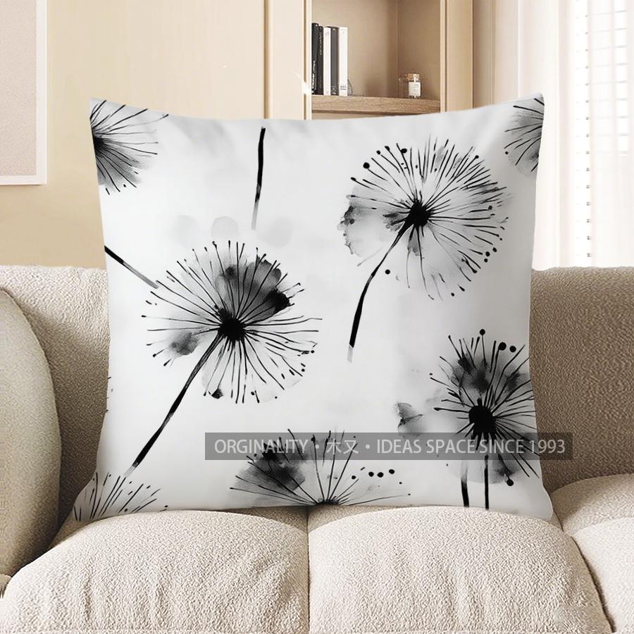 Домашний Декор Черный Узор Одуванчика Декоративная Наволочка Чехол для Подушки Подходящий для Дивана Спальни Автомобиля