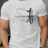 Men's Summer 100 Cotton Fashionable Casual Loose Plus Size Reflection Fishing Printed Round Neck Short Sleeved T-shirt Top