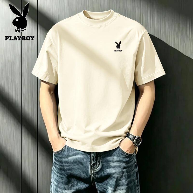 PLAYBOY Мужская летняя футболка с коротким рукавом из чистого хлопка 2026