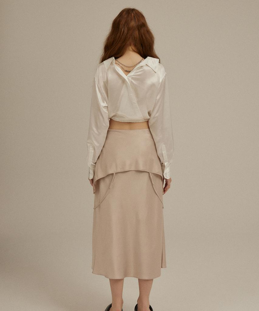 ULKIN [Runway] Розовая атласная юбка-миди