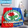 Custom Name Blackburn Rovers Fc Crest Flannel Blanket, Use for Birthday/Holiday Gift, Soft Blanket for Sofa/Bed/Camping/Office, Home Decor