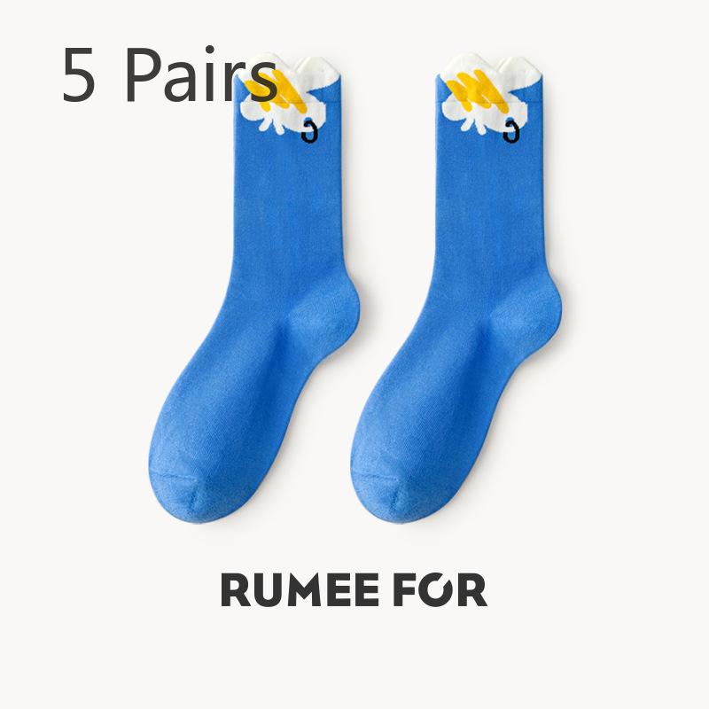5 пар женских весенних и осенних дезодорирующих впитывающих пот милых хлопковых носков с рисунком в стиле преппи