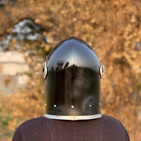 Шлем с забралом барбюта  Доспехи средневекового рыцаря  Сталь  Косплей костюм на Хэллоуин Шлем воина барбюта Лучший подарок