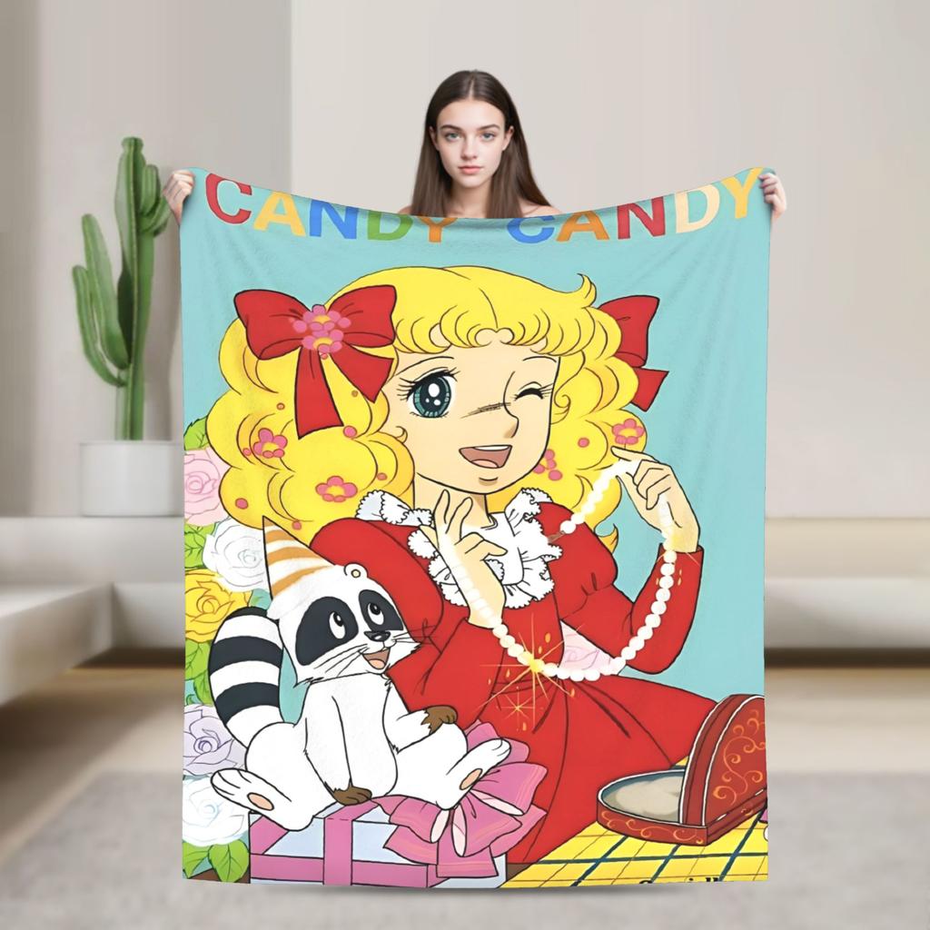 Candy Candy And Terry Anime Blanket Warm Soft Funny Plush Bedding Throws For Couch Bed Travel Flannel Bedspread Bed Cover
