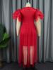 AOMEI Сексуальные красные вечерние платья для выпускного вечера для женщин с накидкой и верхней юбкой с прозрачным глубоким V-образным вырезом и пышными многослойными рукавами, летние платья для женщин для особых случаев