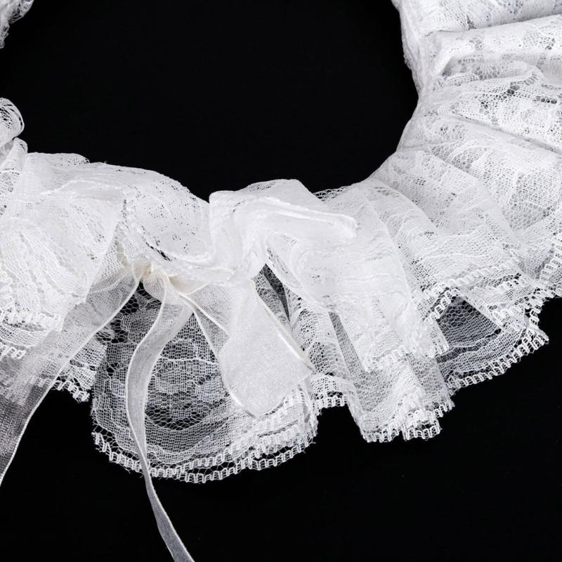 Elizabethan Chiffon Ruffle Collar Cuff Sleeves for Medieval Costume Detachable for Historical Reenactments and Event