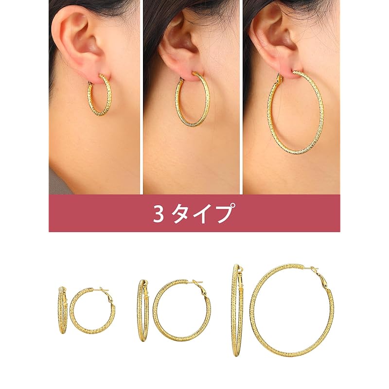 FOCALOOK hoop earrings ladies stainless Allergy friendly hollow light ring earrings Popularity gold big Fashionable 40mm Width 3mm