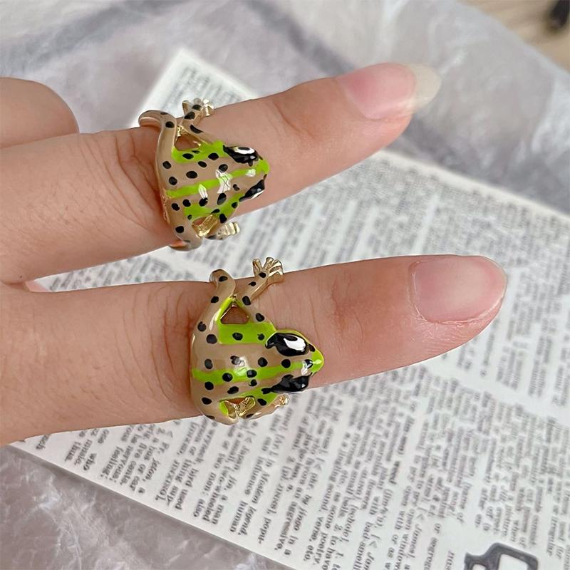 Women Open Frogs Shaped Ring Jewelry for Adults Cool Adjustable Tree Funny Frog Jewelry Cute Weird Green Ring