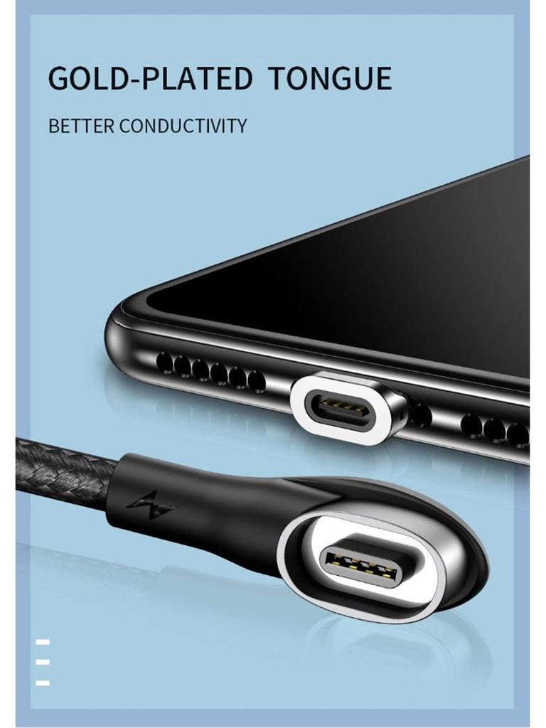 Магнитный кабель для зарядки 3-в-1 с угловым разъемом для Apple, Type-C, Android-телефонов