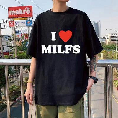 Модные футболки унисекс с принтом I Love MILFS I Heart Hot Moms, женская повседневная футболка большого размера в стиле Харадзюку, уличная одежда