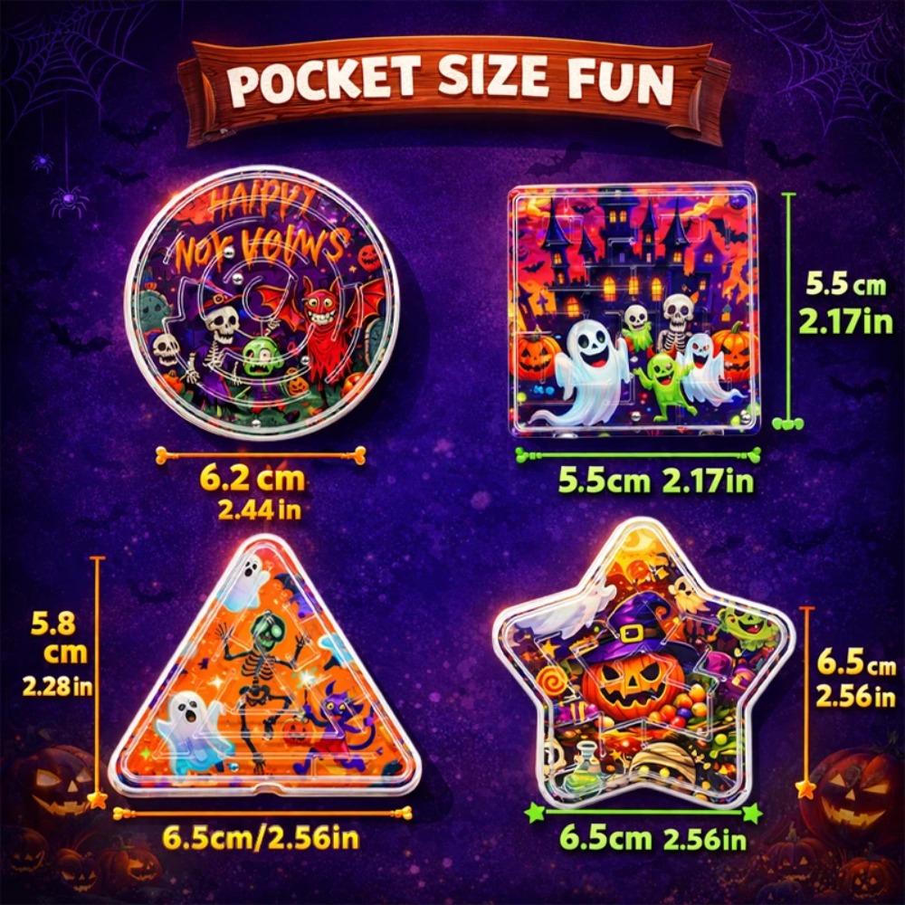 Halloween Mini Maze Game - Bulk Handheld Educational Puzzle for Kids Party Favors Travel Game Graduation Classroom Activity